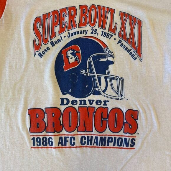 Vintage Denver Broncos 1986 AFC Champions Super Bowl Orange & White Size Large - Picture 2 of 10